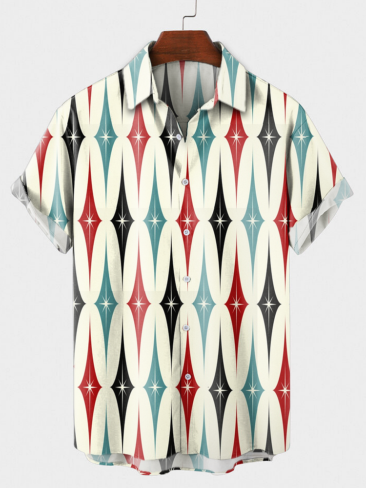 Men's casual geometric short sleeve shirt