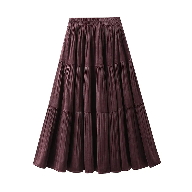 Nigikala Nigikala Hundred Folded Skirt Women Autumn And Winter Loose High Waist Thin Shaded A Word Umbrella Skirt Long Swing 8961