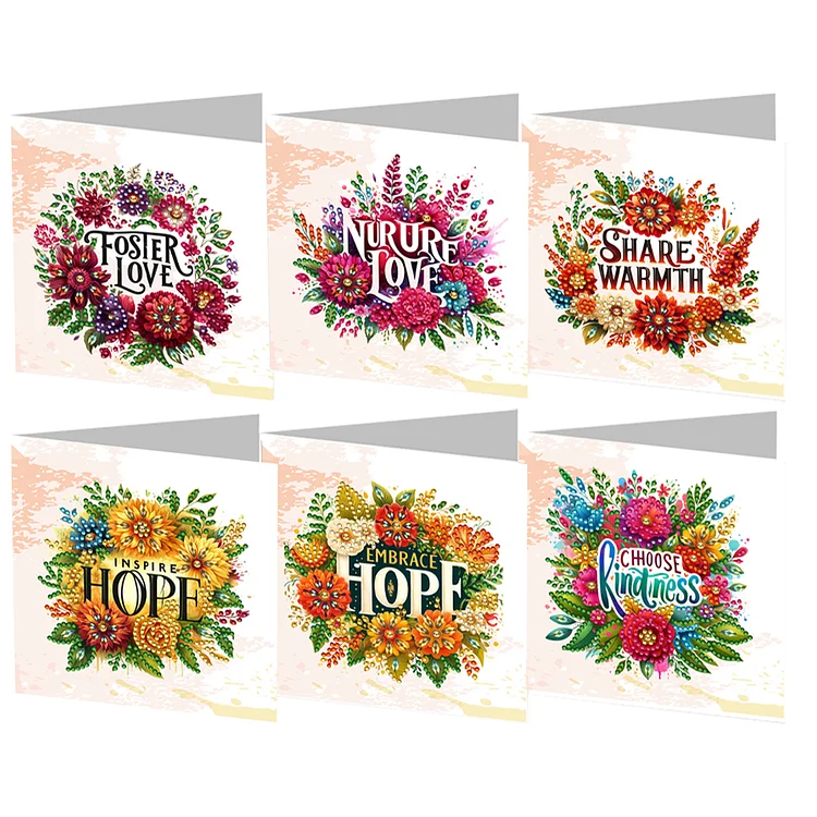 【Greeting Card】6Pcs Special Shape Flower Letter Diamond Painting Greeting Card for Friends Gift gbfke