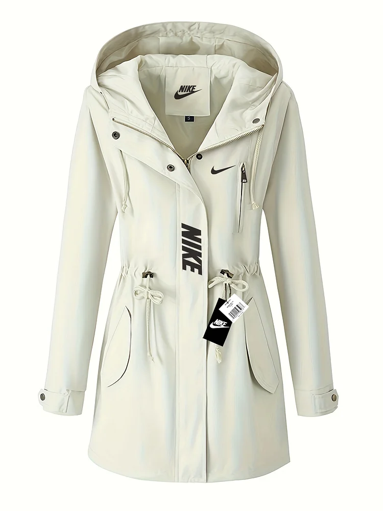 Damska kurtka casualowa z długimi rękawami, luźnym krojem, regulowanym ściągaczem i luźnym kapturem zapewniająca stylowy i uniwersalny wygląd.