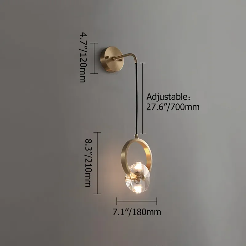 Modern LED Crystal Adjustable Cable Sconce JOSENART Josenart
