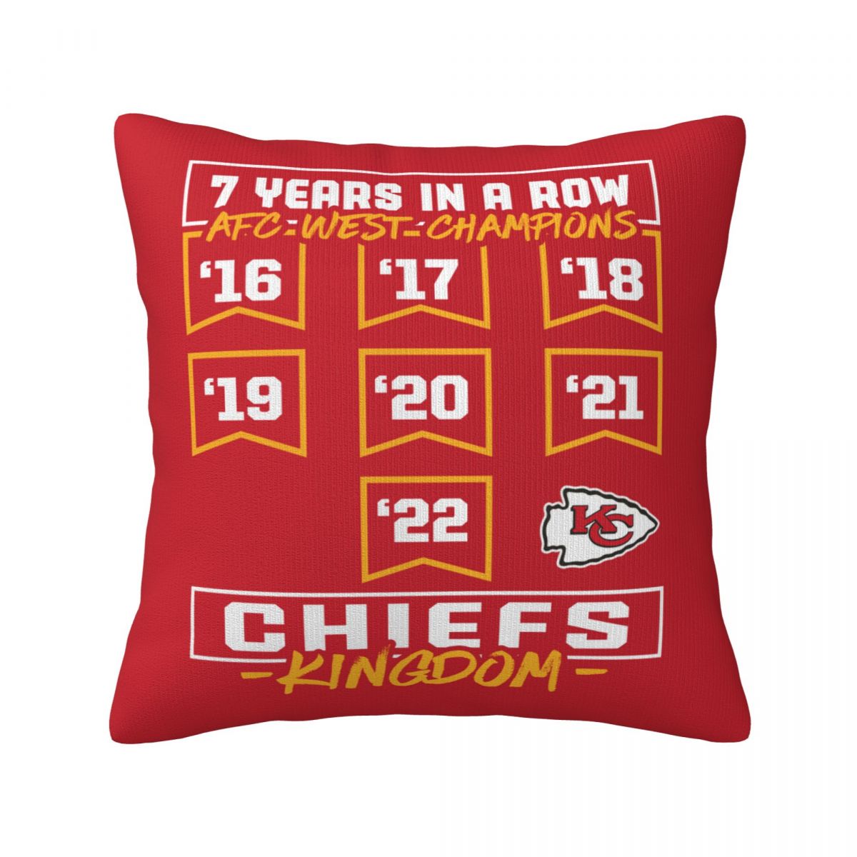 Kansas City Chiefs Win AFC Champions 7 Years In A Row Pillow Covers 18x18 Inch