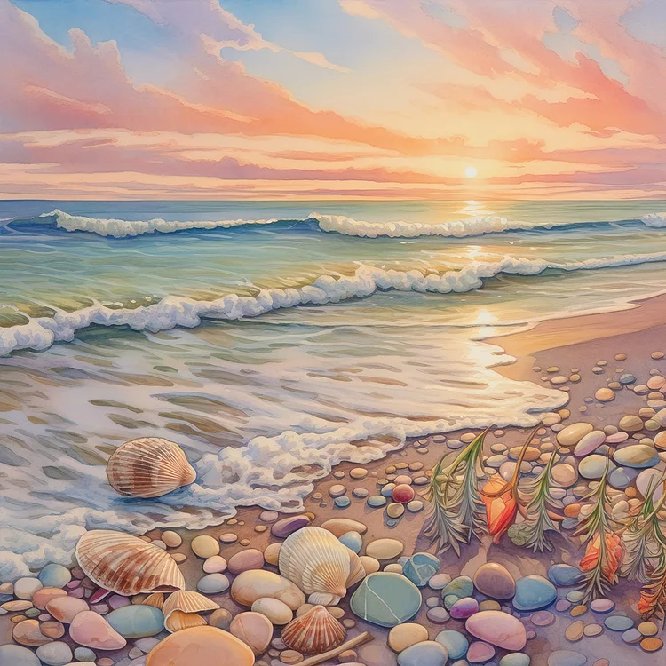 Dream Beach 30*30CM(Canvas) Full Round Drill Diamond Painting gbfke