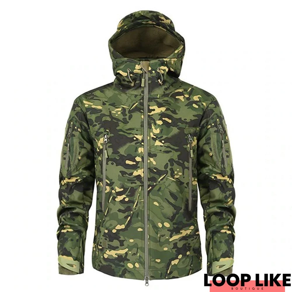 Men's Camouflage Fleece Jacket Army Tactical Clothing Male Camouflage Windbreakers