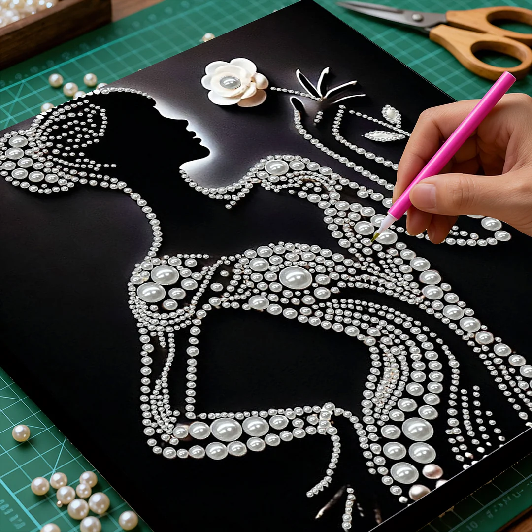 Pearl Silhouette Lady DIY Pearl Art Diamond Painting 30x30cm for Home Wall Decor