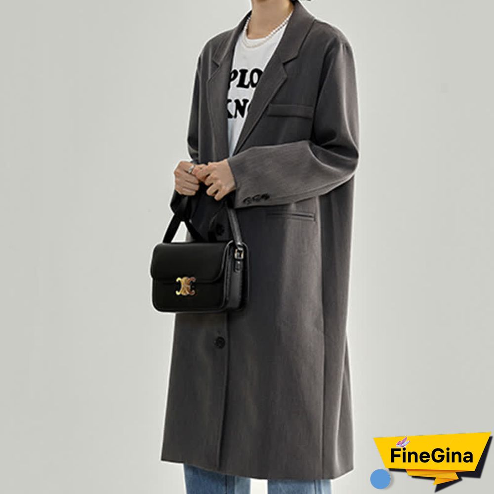 Chic Long Pocket Blazer Embroidered Lapel Dress Two Pieces