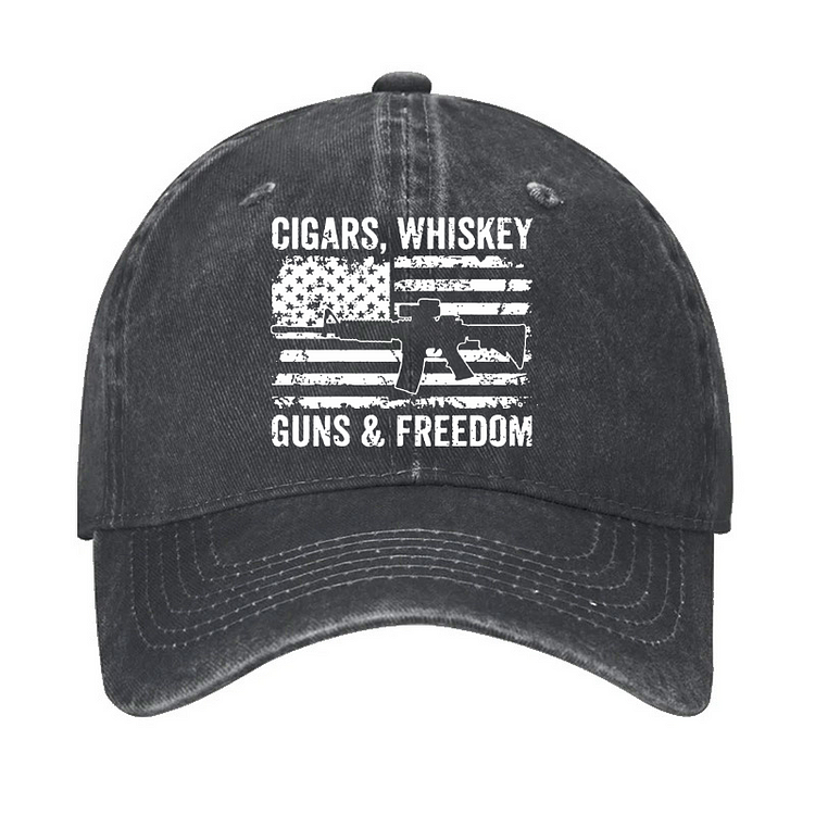 Cigars Whiskey Guns & Freedom Funny USA Drinking  Hat