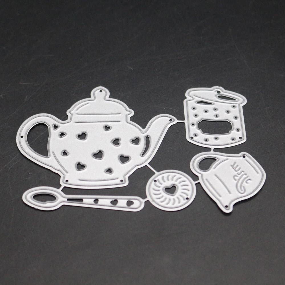 Tea Set Metal Cutting Dies Stencil Teapot Cup Spoon Decoration Die Cut Christmas Scrapbooking 2019 New Craft Stamps And Dies