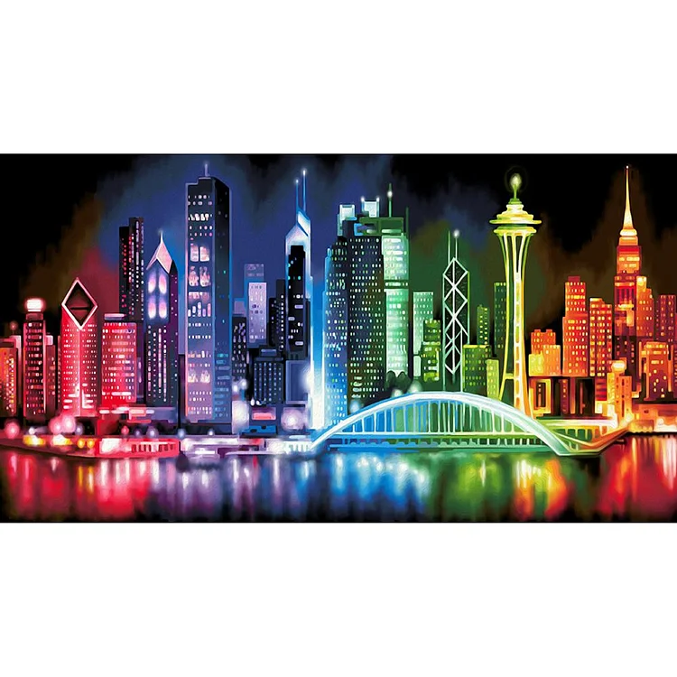 City Night View - Full Round Drill Diamond Painting - 100x50cm(Canvas)