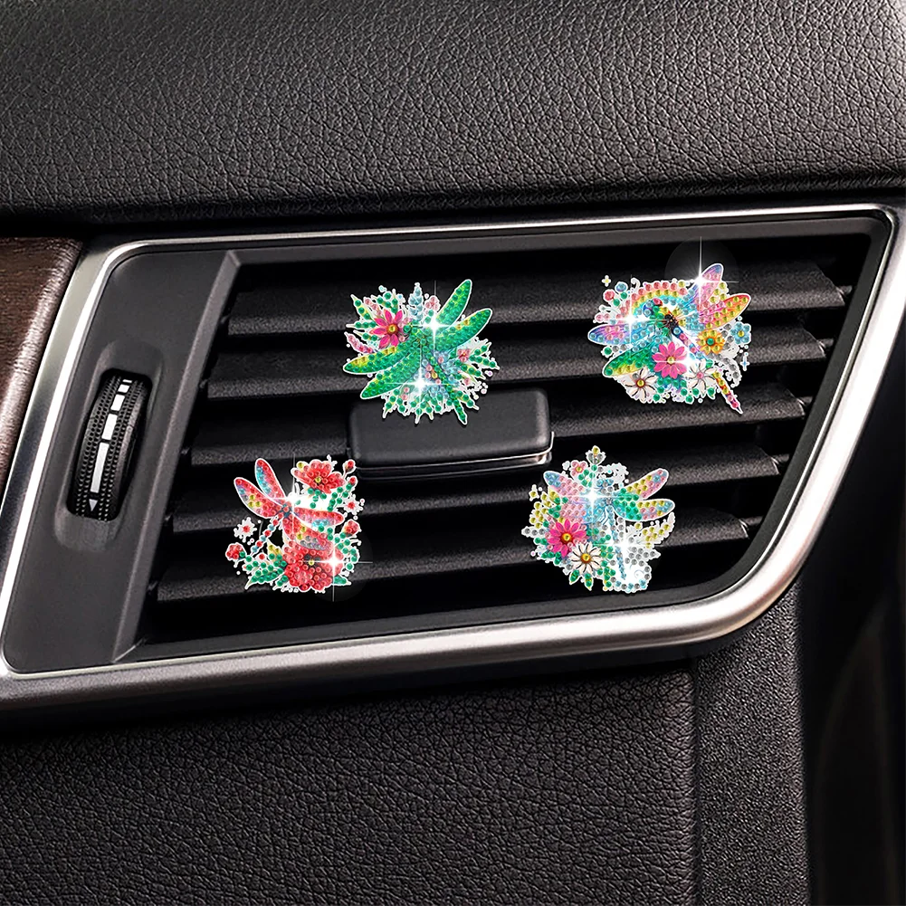 6Pcs Dragonfly Diamond Painting Car Air Vent Clips Car Decor for Women Girls