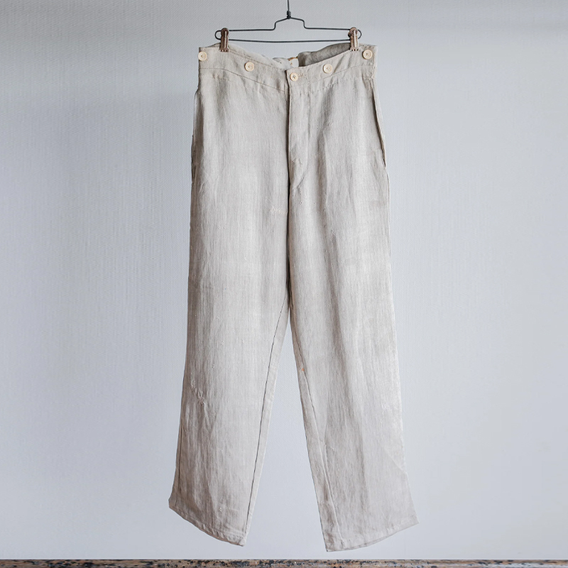 Men's Natural Linen Straight Trousers