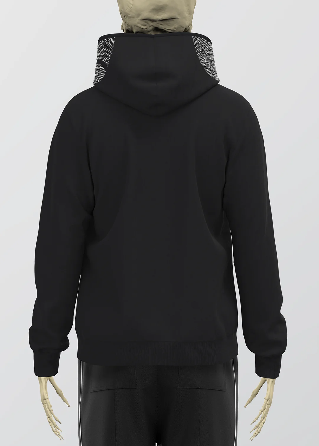 Personalized fashion rhinestone skull zipper sweatshirt jacket