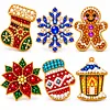 6PCS DIY Christmas Pearl Diamond Painting Brooch Kit for Adults, Wearable Pins
