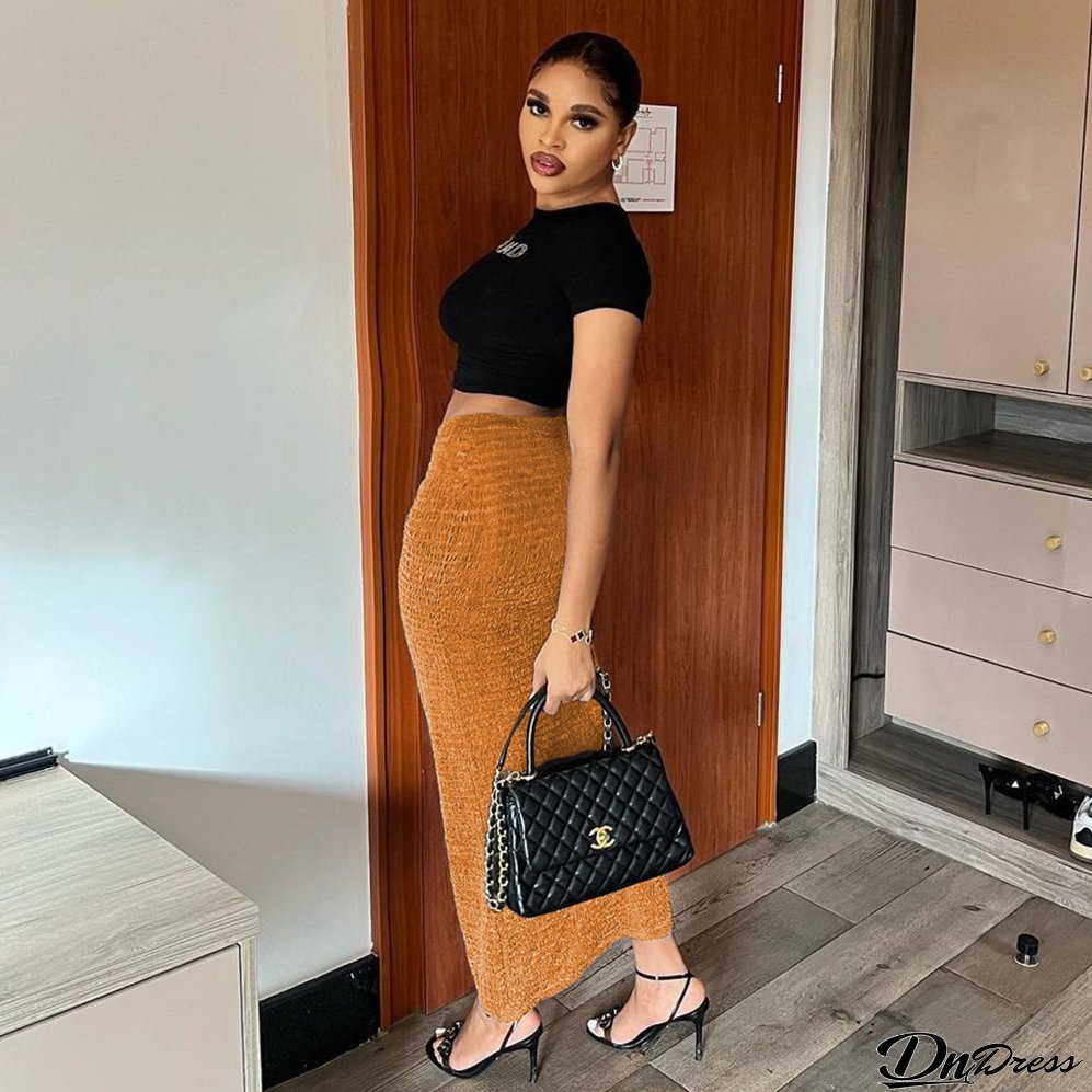 Autumn Mid-Waist Slim Long Skirt