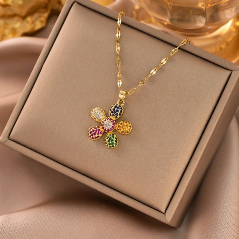 Elegant Animal Star Heart Shape Titanium Steel Rhinestones Plating Inlay Pendant Necklace