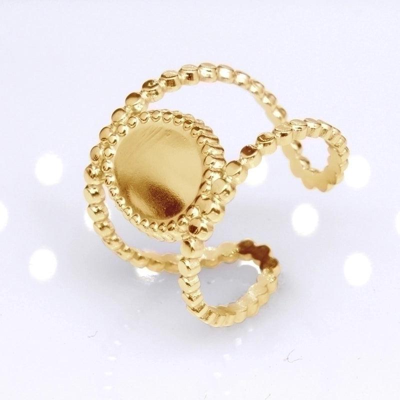 Retro Round Titanium Steel Plating Open Ring 1 Piece