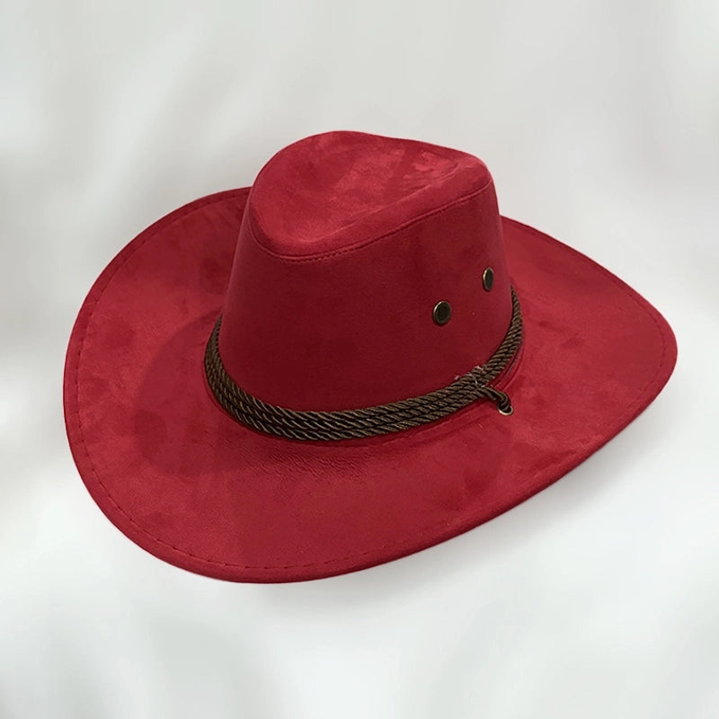 American Western Cowboy Hat Spring And Autumn Leather Men’s Mountain Climbing Spanish Women’s Sun Big Edge Sun Hat Sunscreen Travel