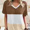 Gioiacombo&trade; Maniche corte in stile casual con scollo a V colorblock estivo