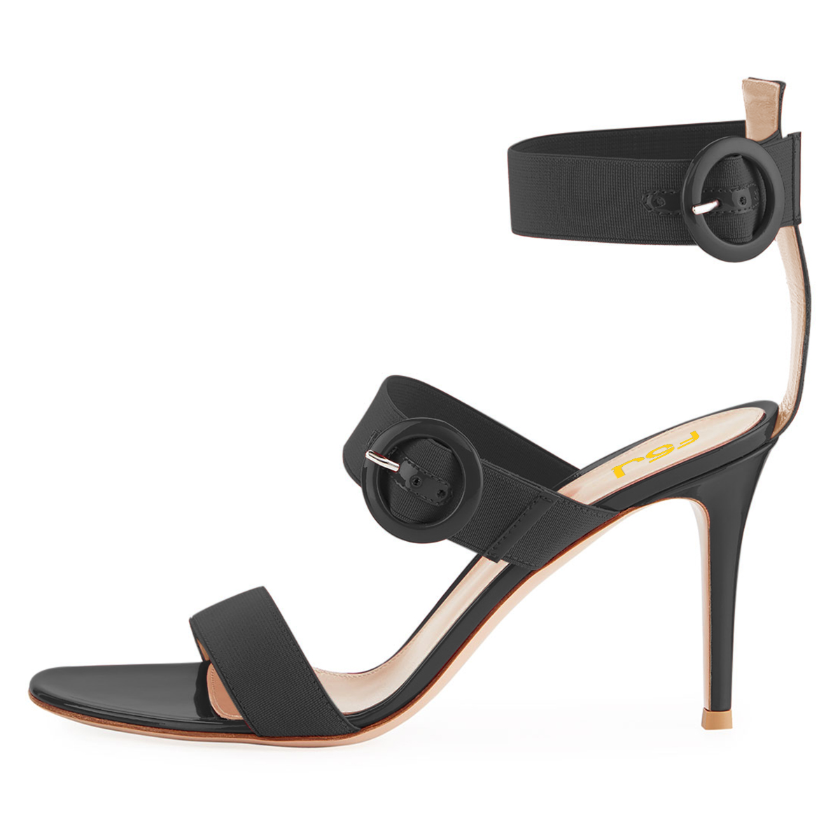 Black Open Toe 4'' Stiletto Heel Gladiator Ankle Strap Sandals Nicepairs