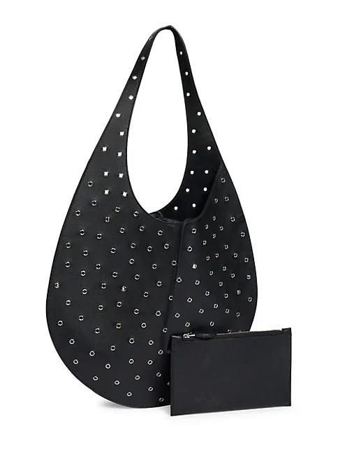 Ala&iuml;a Medium Eyelet Leather Shopper Tote Bag