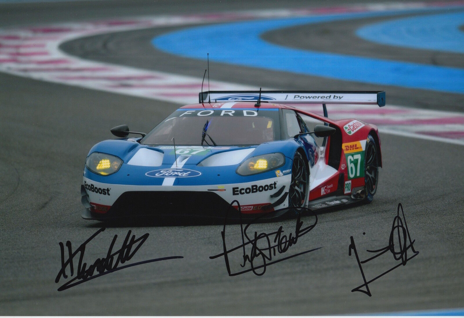 Franchitti, Priaulx, Tincknell Hand Signed Ford GT 12x8 Photo Poster painting 2016 Le Mans.