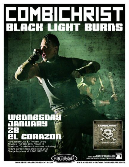 COMBICHRIST 2009 Gig POSTER Seattle Washington Concert