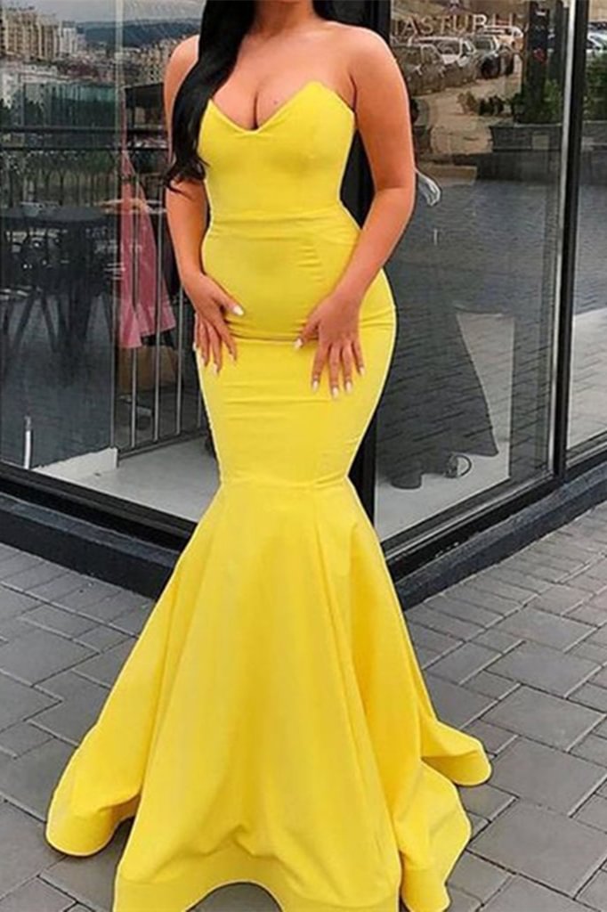 Amazing Yellow Sweetheart Mermaid  Elegant Evening Dresses | Ballbellas Ballbellas