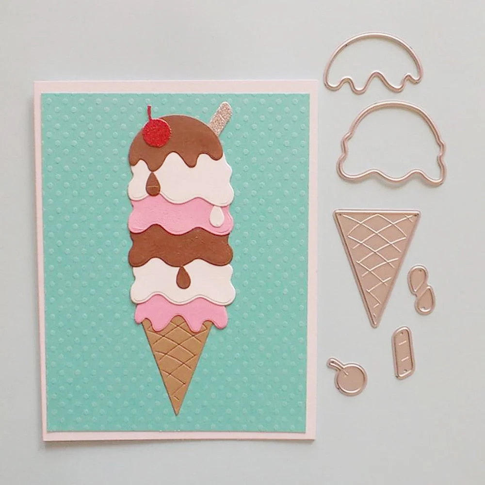 New Ice Cream Metal Cutting Die Stencil Template for DIY Embossing Paper Photo Album Gift Cards Making Scrapbooking Craft Dies