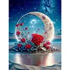 >SALE<5D DIY Full Round Drill Diamond Painting Red Rose Under the Moon Decor 30x40cm