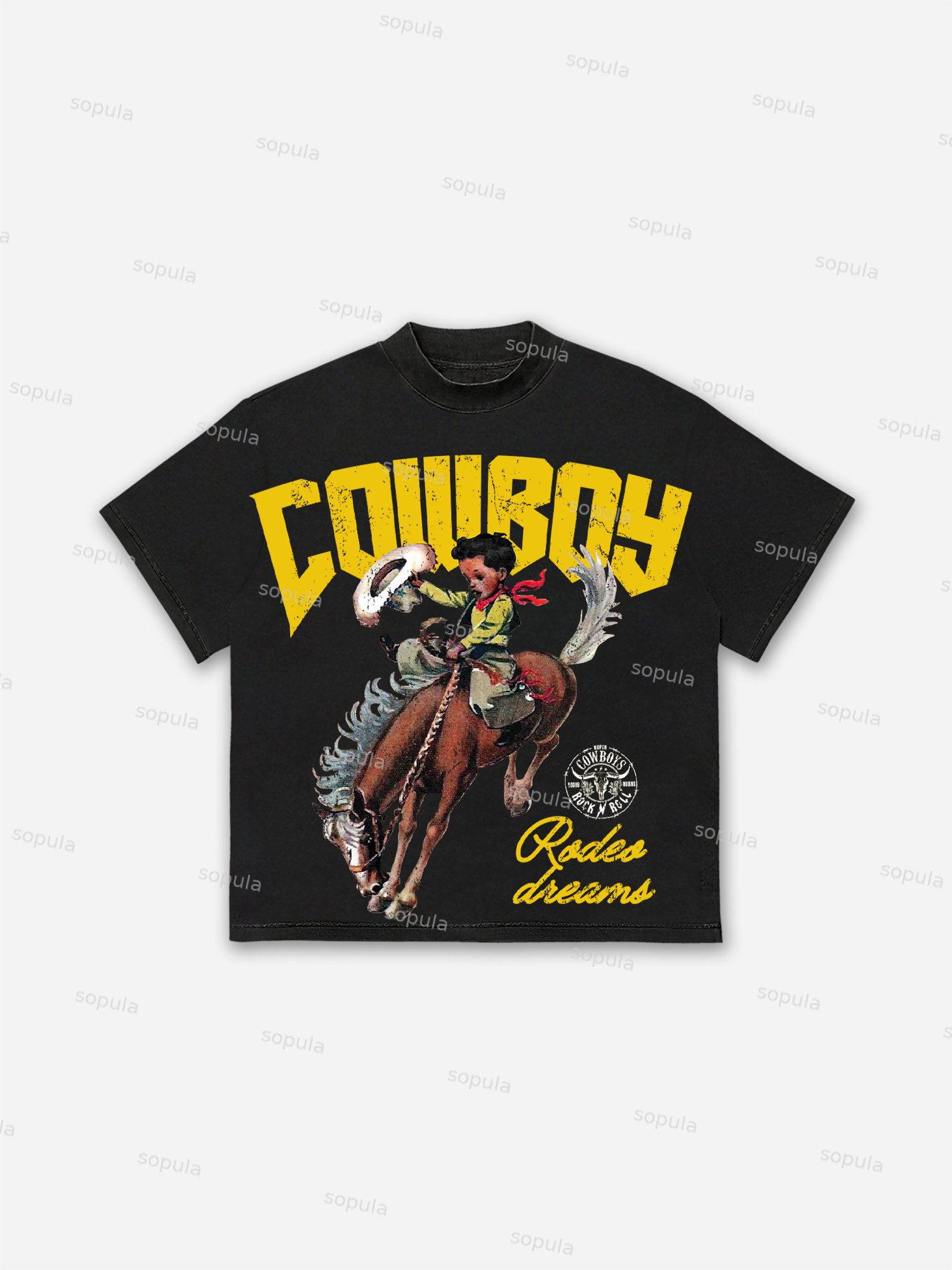 Cowboy Rodeo Dreams Print Cotton T-shirt - SOPULA