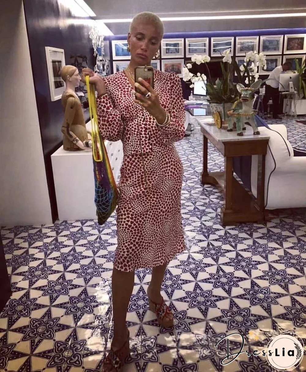 Retro Elastic Band High Waisted Leopard Print Satin Midi Skirt