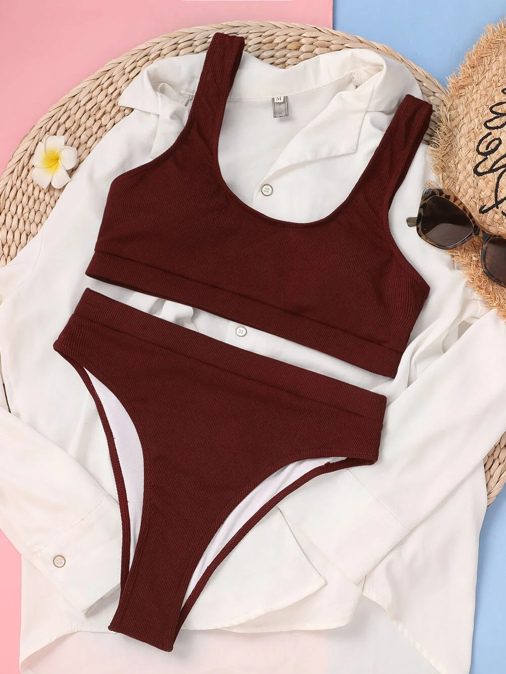 Sexy Sport Bikinis 2021 Woman Swimsuit Female Brazilian High Waist Bikini Set Bandeau Swimwear Bathing Suit Summer Beach Wear