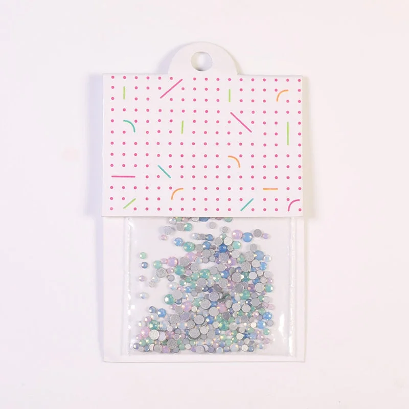 Crystals Clear AB Glass Rhinestone Stones Solid Flat Back Nail Ornaments Colorful Granular Three-Dimensional Nail Art Decoration-Nail Inspo