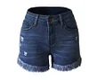 Ladies Casual Ripped Finged Shorts Jeans