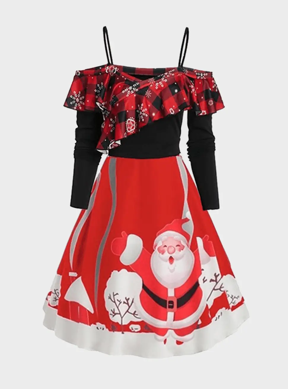  thdmladies Christmas Plaid Plus Size Dress thedmladies