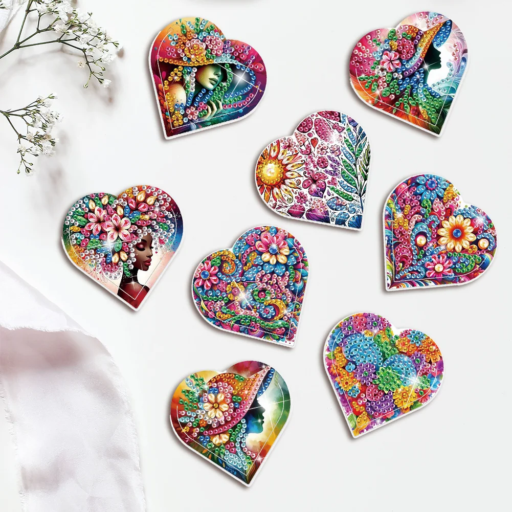 8 pcs Flower Women Diamond Painting Bookmarks Diamond Art Book Corner Kit