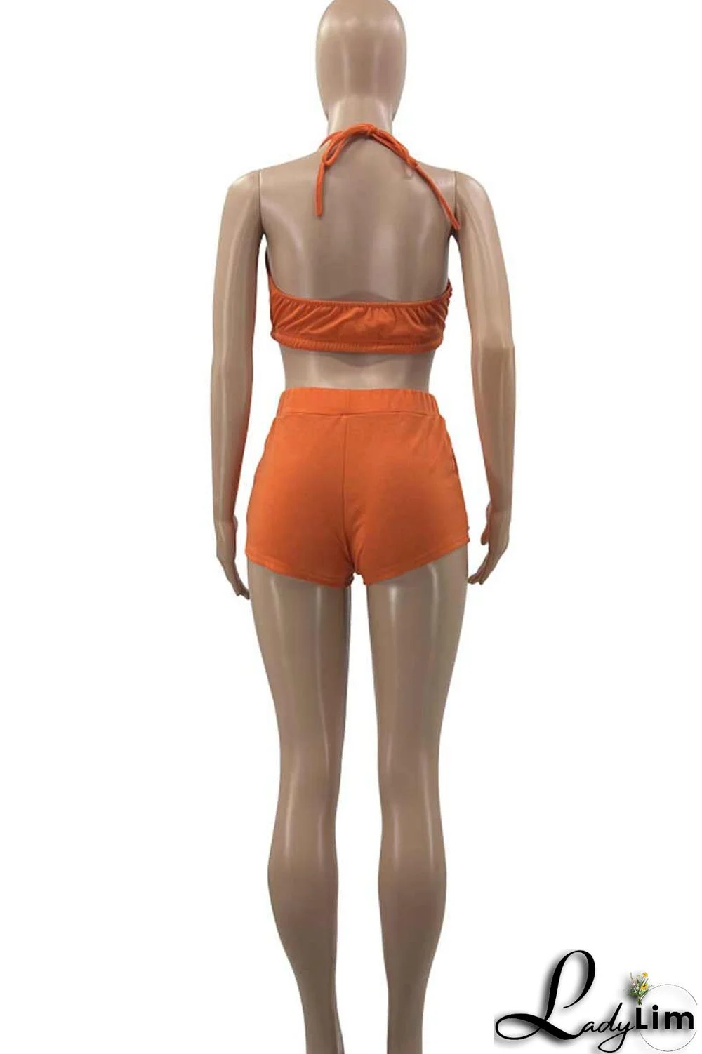 Black Casual Print Patchwork Halter Sleeveless Two Pieces