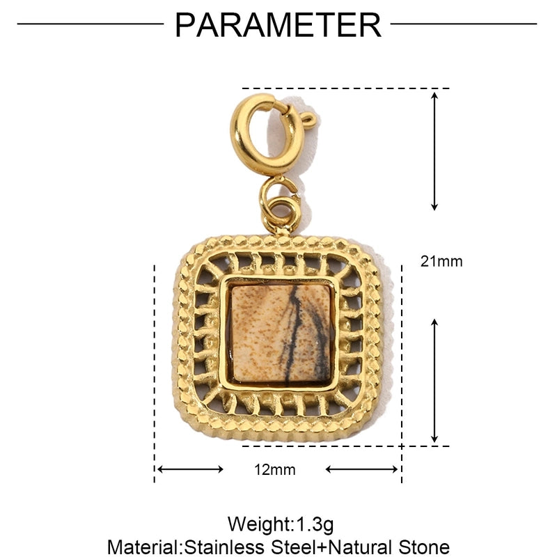 3 PCS/Package 15 * 33mm Titanium Steel Natural Stone Heart Shape Eye Pendant Jewelry Accessories