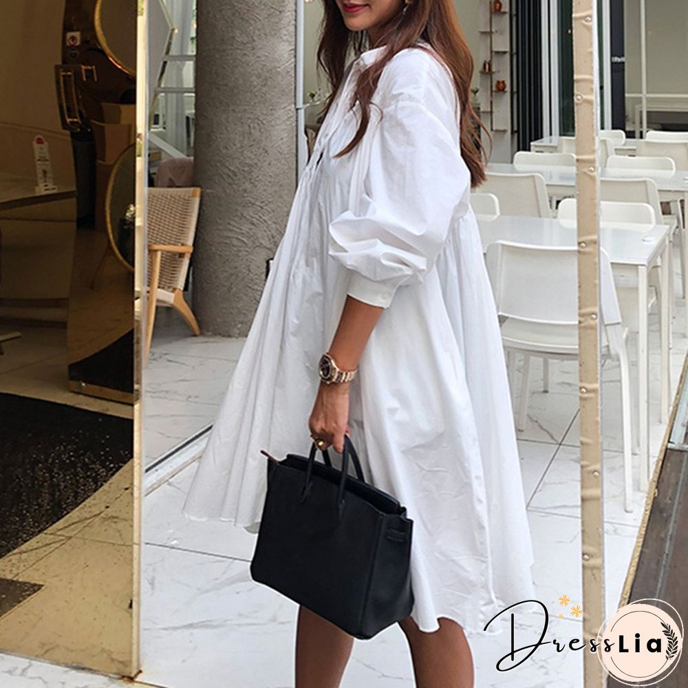 ZANZEA Women Long Sleeve Plus Size V-Neck Loose Short Dresses Baggy Mini Blouse Dress