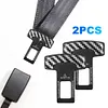 2Pcs Car Seat Belt Clip Metal Seat Belt Buckle Insert Plug (Black White Grid)