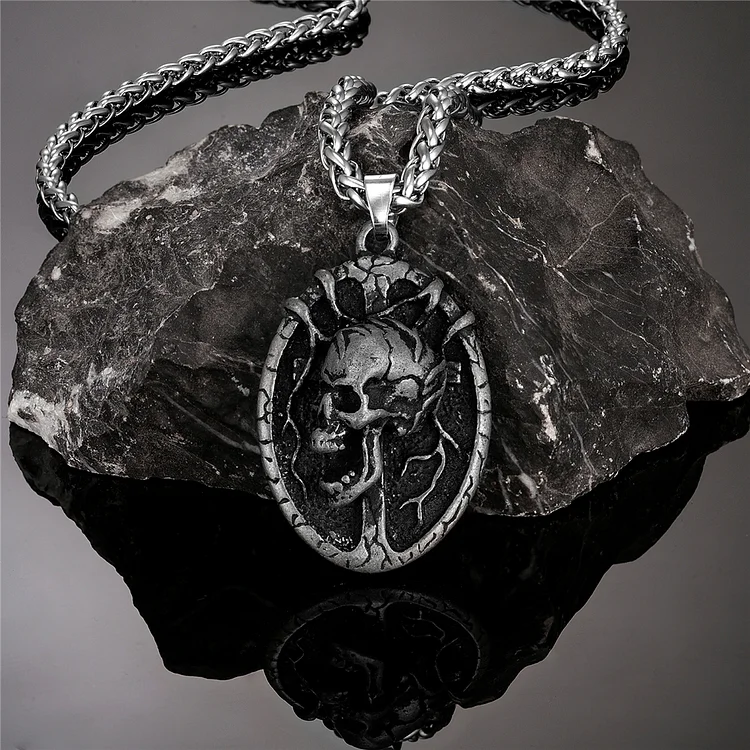 Gothic Skull Crusader Stainless Steel Necklace