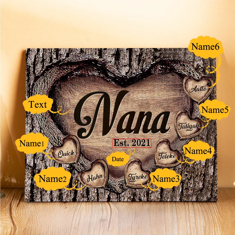 6 Names-Nan/Nana/Nanny/Grandma/Mam/Mum Personalized Name Wooden Ornament Custom Text And Date Home Decoration for Family