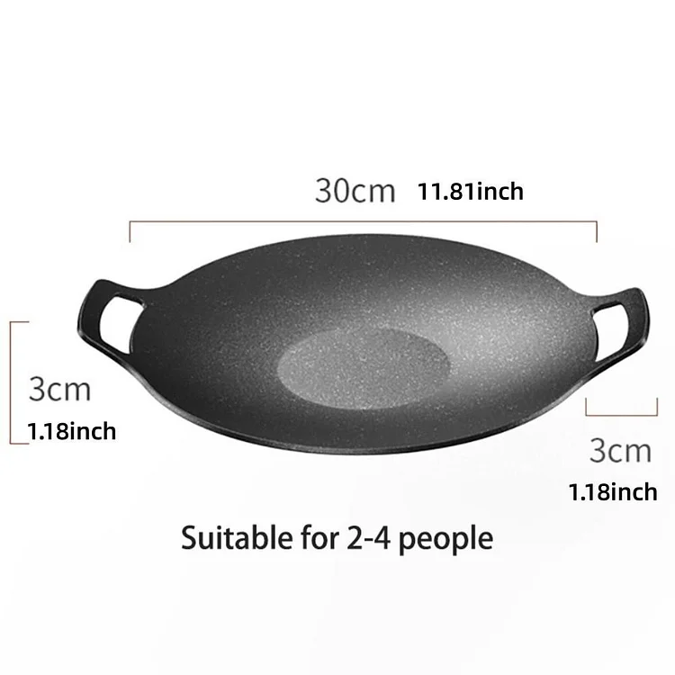 Grill Pan Korean Round Non-Stick Barbecue Plate Outdoor Travel Camping Frying Pan Barbecue Accessories Multifunction Frying