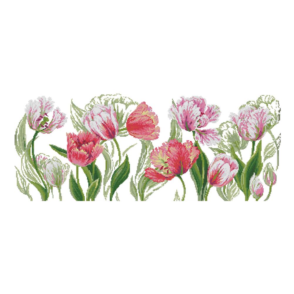 

Spring Tulips - 14CT Stamped Cross Stitch - 76*37cm (Big Size), 501 Original