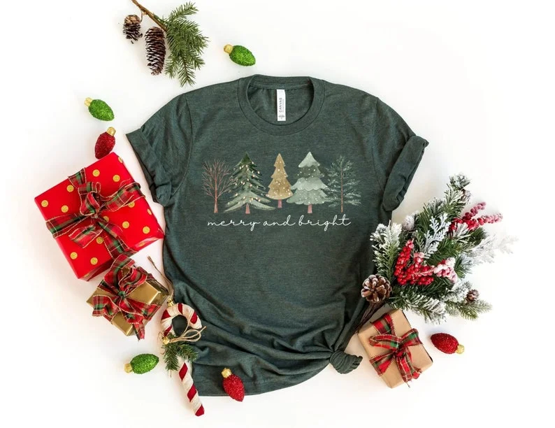 Merry and Bright Christmas Trees Shirt