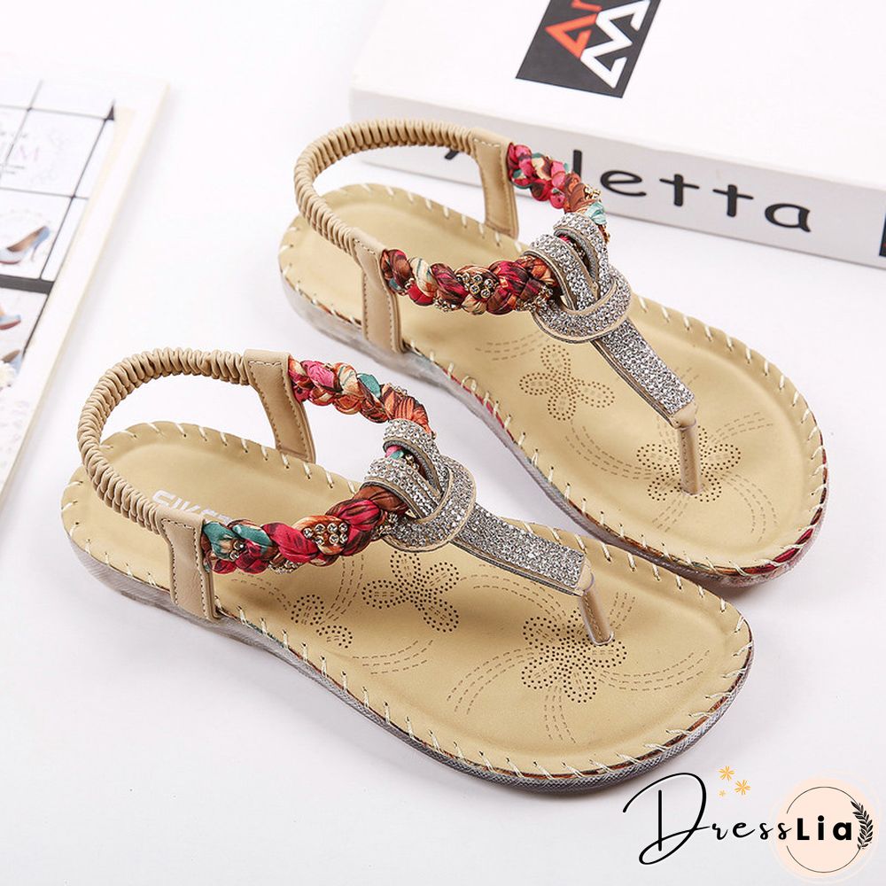Summer Sandals Women T-strap Flip Flops Thong Sandals Designer Elastic Band Ladies Gladiator Sandal Shoes Zapatos Mujer