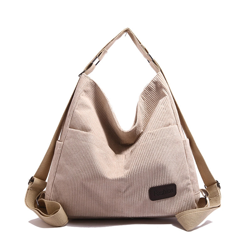 Women’s Corduroy Solid Color Basic Square Zipper Shoulder Bag