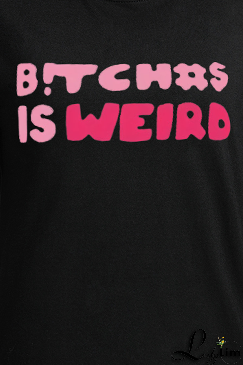 Black Fashion Street Print Letter O Neck Tops