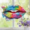 Diamond Painting Acrylic Sexy Lips Hanging Pendant for Wall Window Home Decor