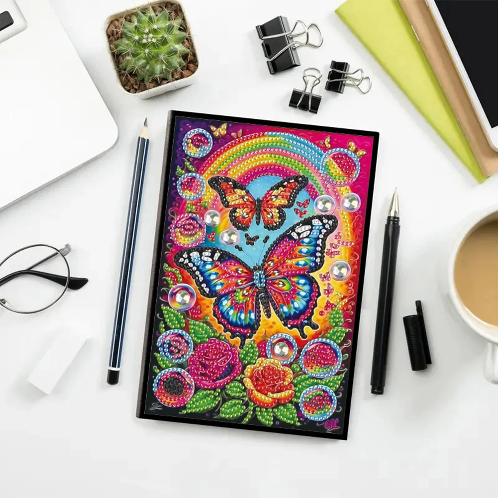 DIY 50 Pages A5 Special Shaped Butterfly 5D Diamond Painting Notebook for Teens